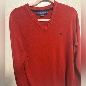 U.S. Polo Assn. Men's V-Neck Sweater in Red